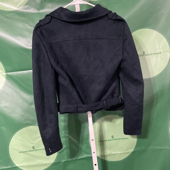 Romeo Juliet Couture Size Small Navy Suede Moto Jacket - Picture 8 of 8